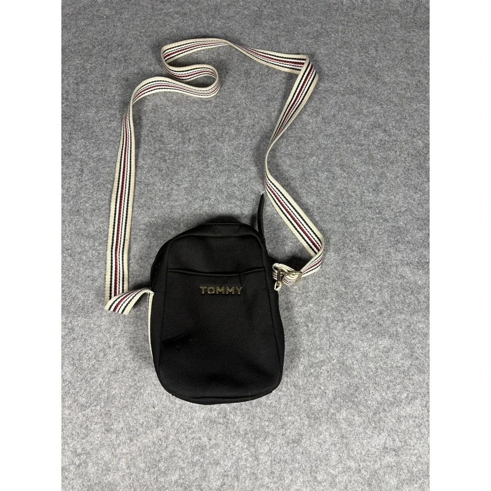 Tommy Hilfiger‎ Crossbody Camera Bag Small Black Striped Webbing Strap